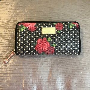 Betsey Johnson rose sequin black Wallet